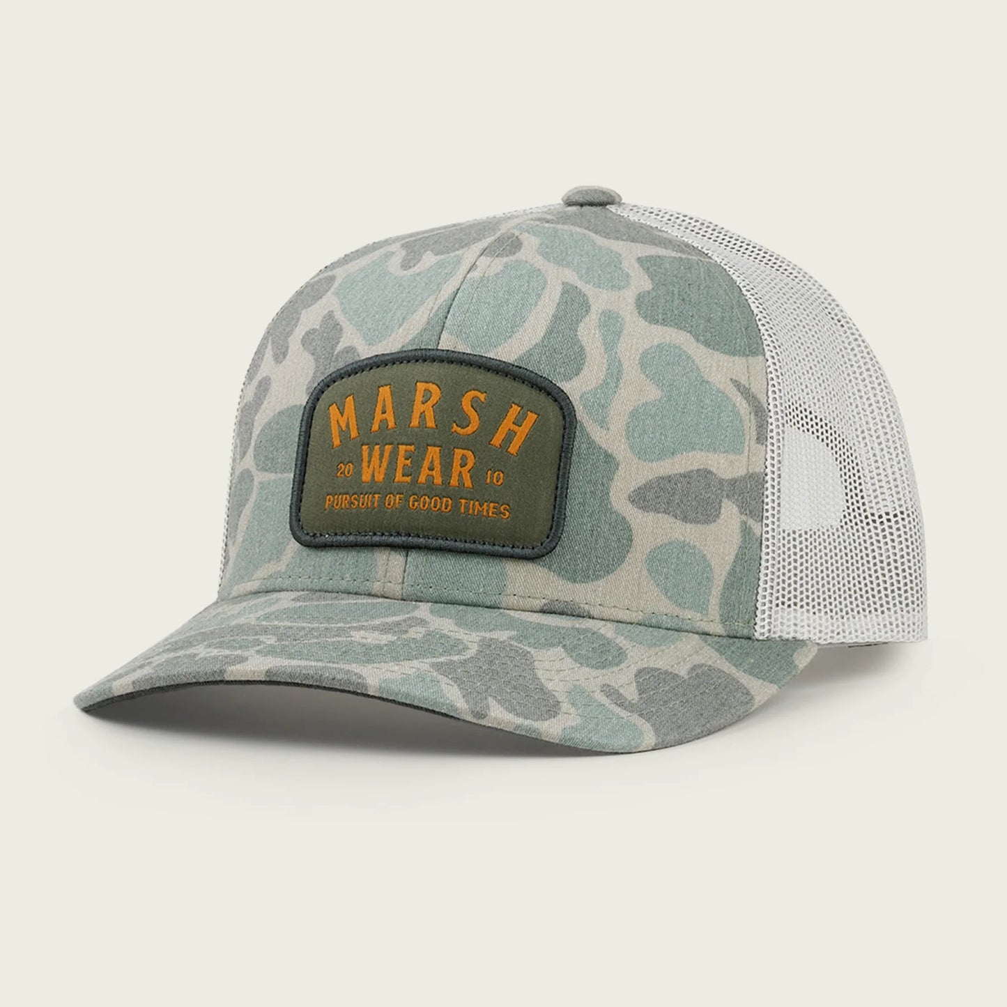 Marsh Wear Alton Camo Trucker Hat, Green Mallard Camo