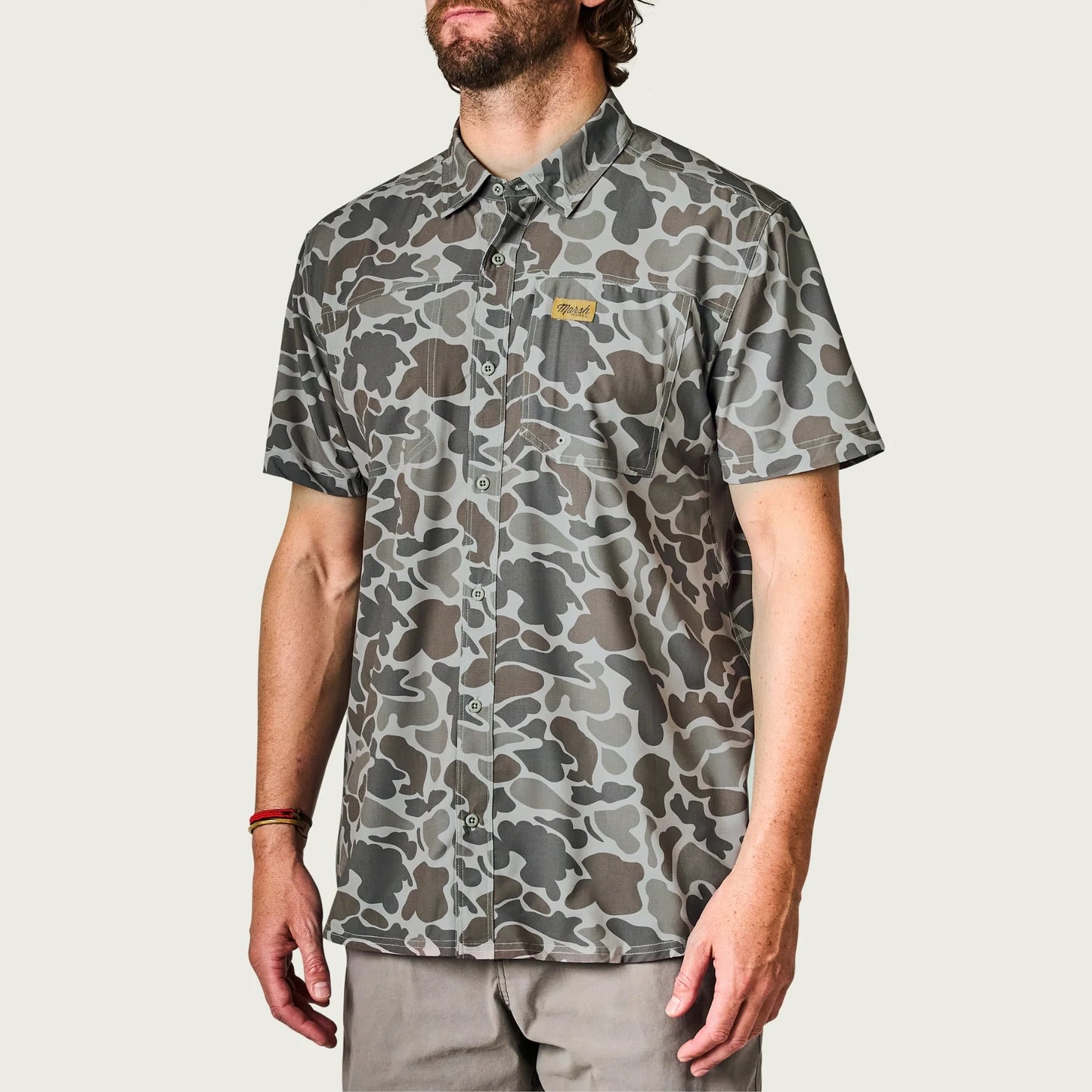 Marsh Wear Lenwood Hagood Shortsleeve Shirt, Dark Green Mallard Camo