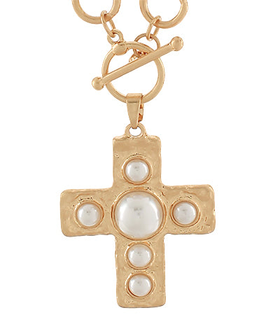 Cross & Linked Circle Chain Necklace