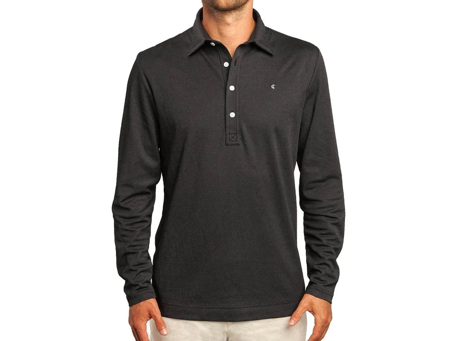 Criquet Long Sleeve Range Polo, Black