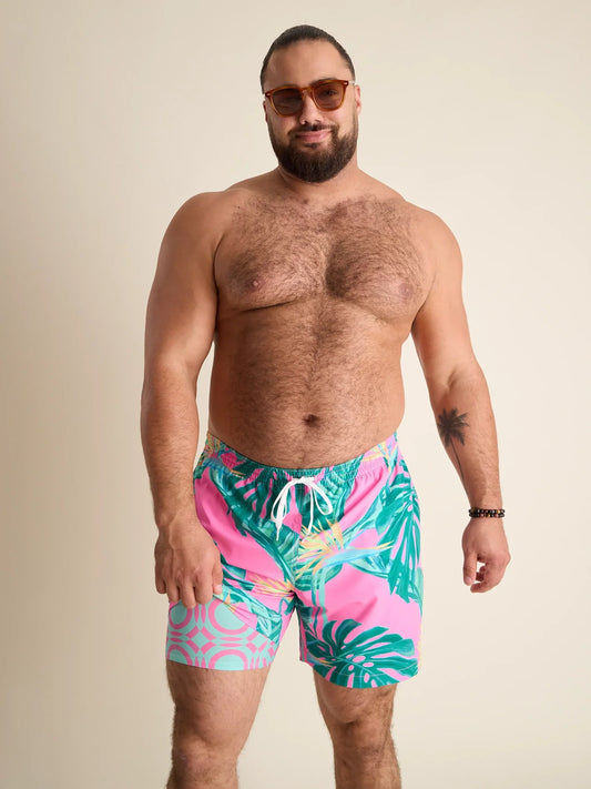 Chubbies The Birds of Paradise Lined Classic Swim Trunk, Pink Birds of Paradise