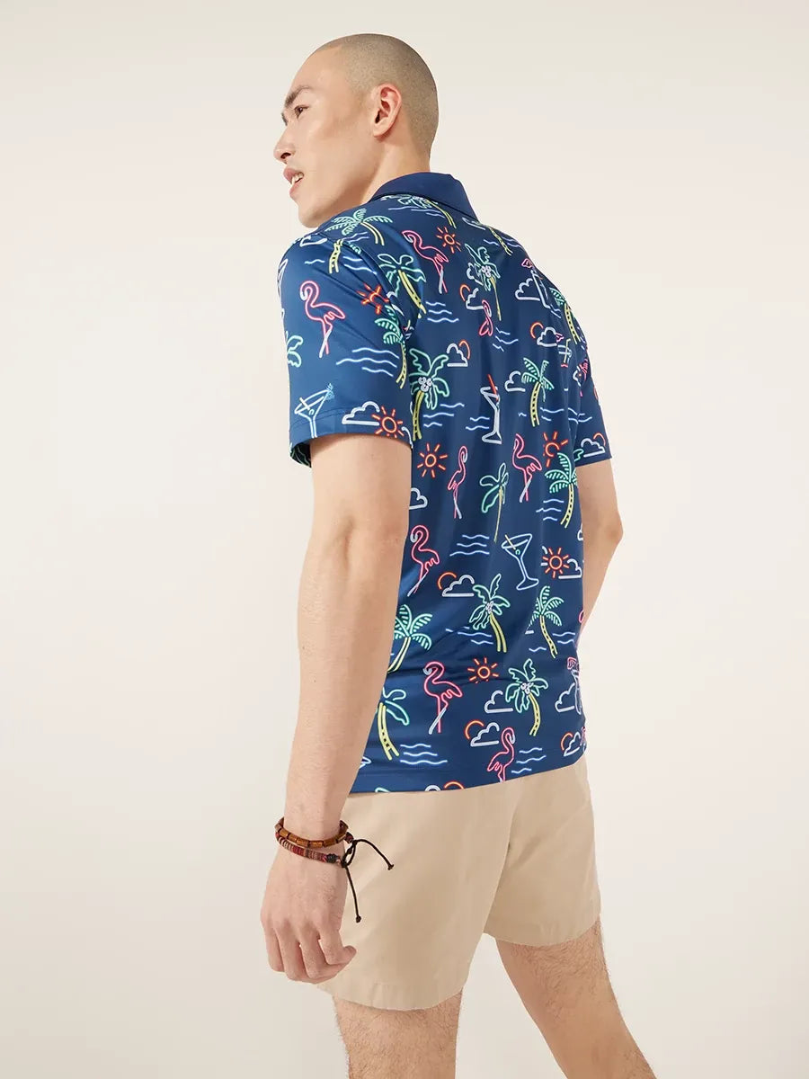 Chubbies The Neon Light Performance Polo, Navy Graphic