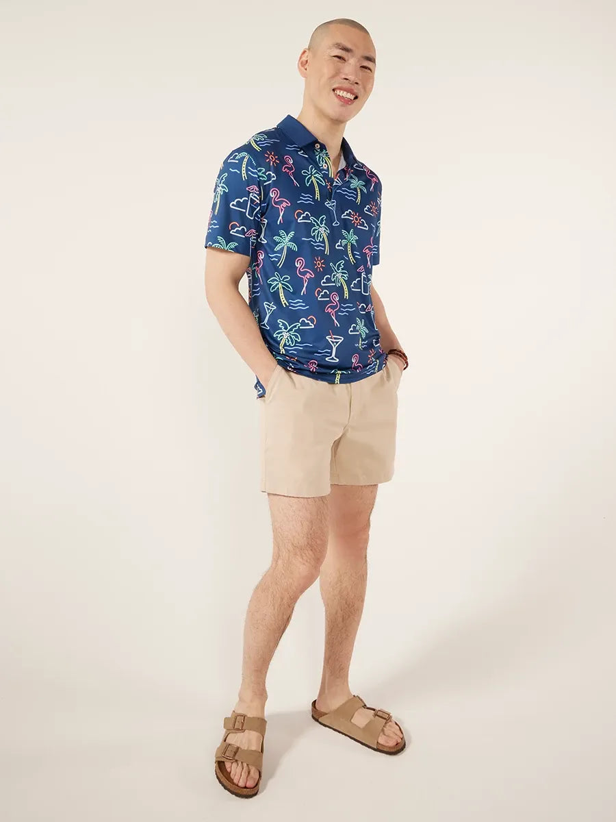 Chubbies The Neon Light Performance Polo, Navy Graphic