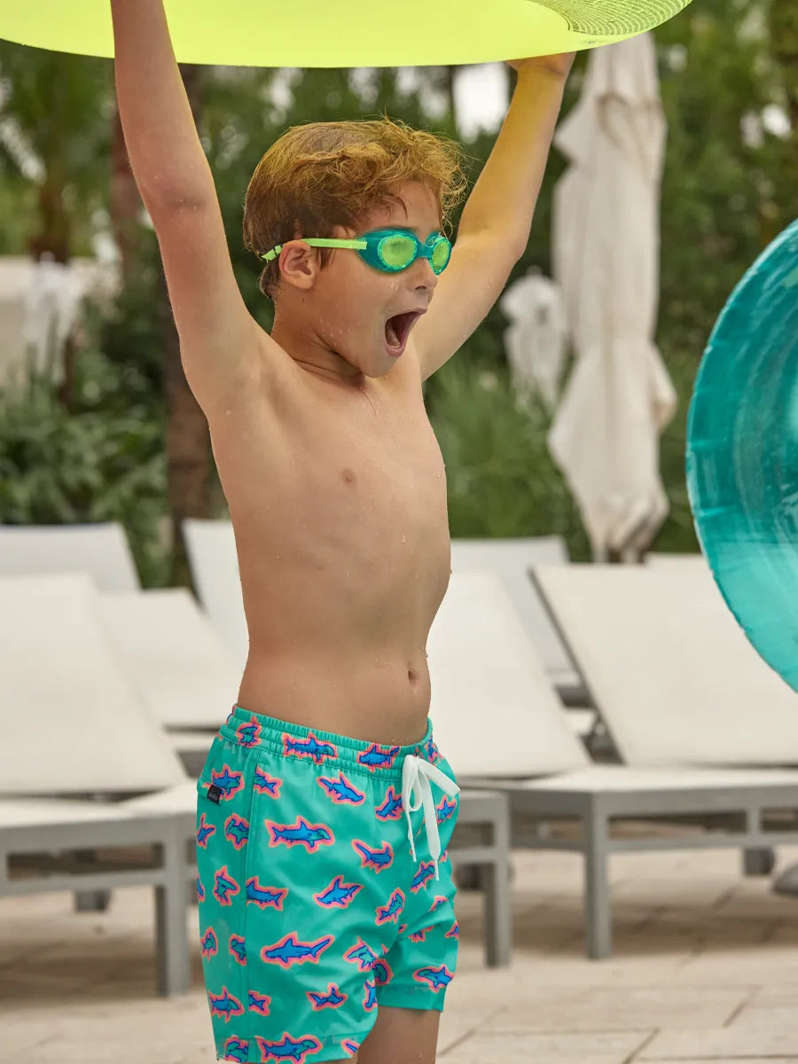 Chubbies Boys Classic Swim Trunk, The Apex Swimmers, Teal Sharks