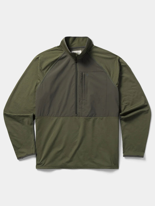 Duck Camp Men's Lightweight Grid Tech Fleece 1/2 Zip, Moss/Raven