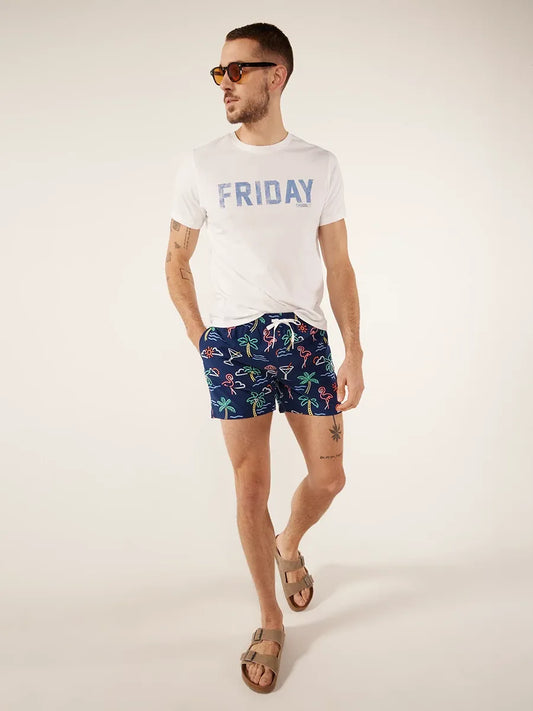 Chubbies The Neon Lights Lined Classic Swim Trunk, 5.5" Inseam, Navy Graphic