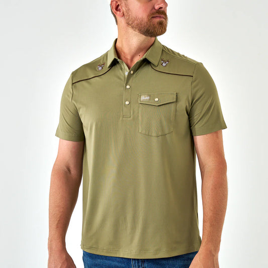 Burlebo Pearl Snap Performance Polo - Whitetail