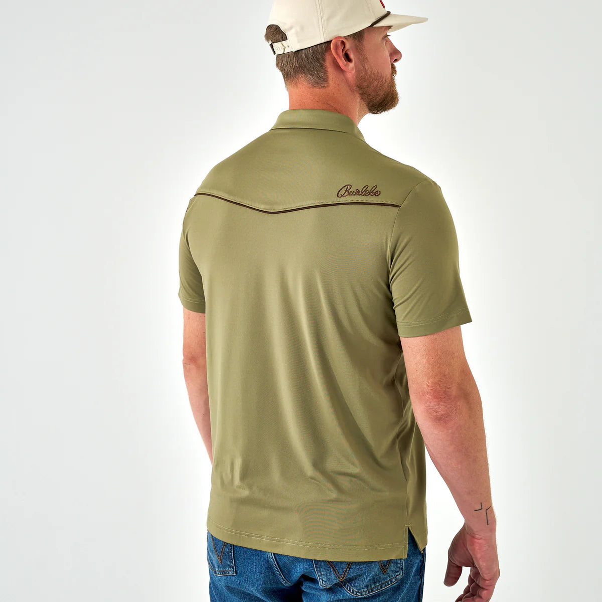 Burlebo Pearl Snap Performance Polo - Whitetail