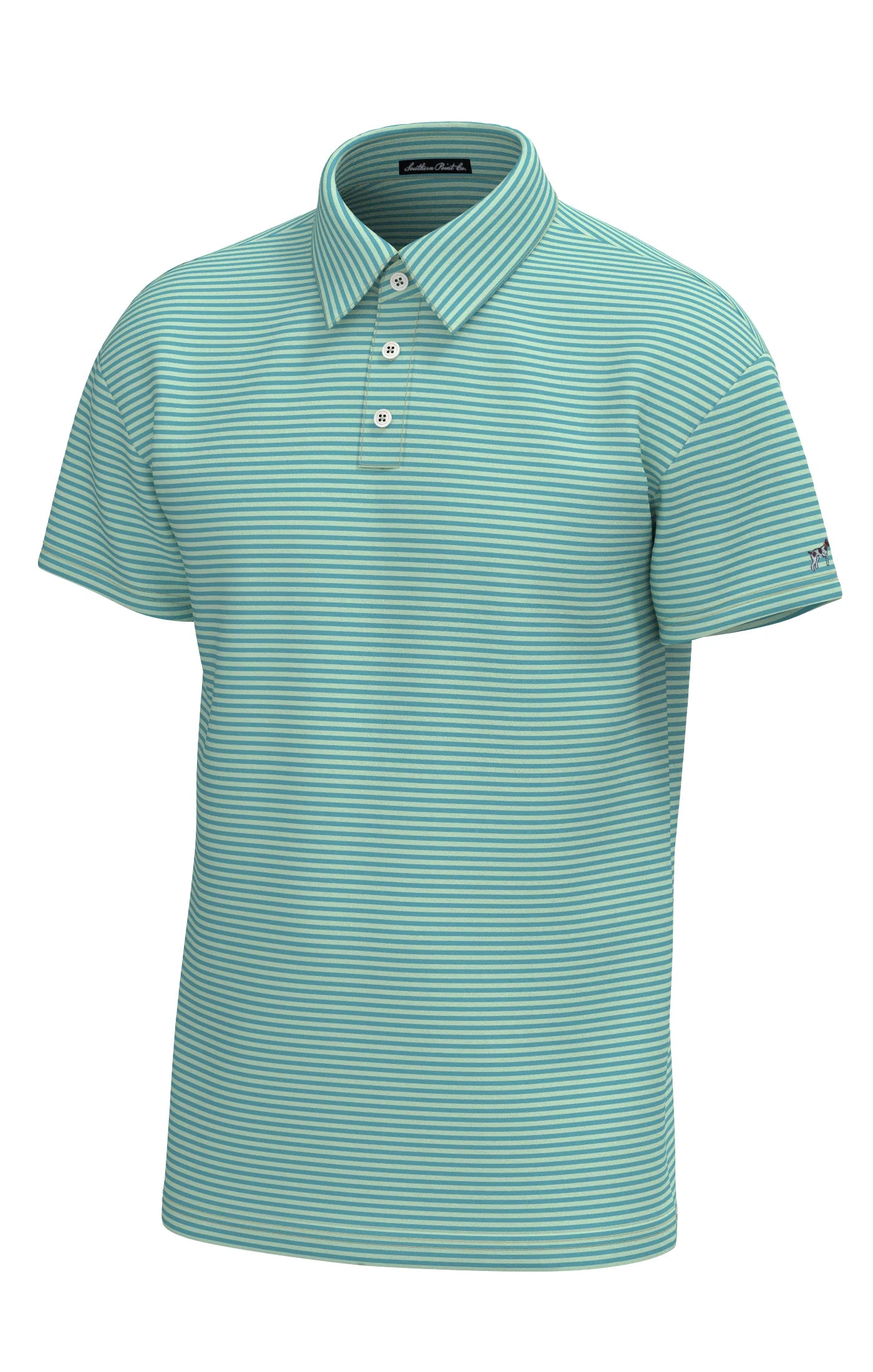 Southern Point Morgan Stripe Performance Polo, Coastal Water Spring Green