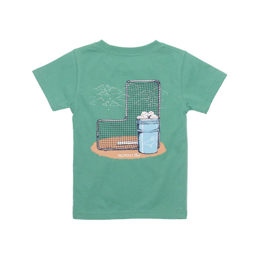 Properly Tied Boys Baseball Bucket T-shirt, Ivy