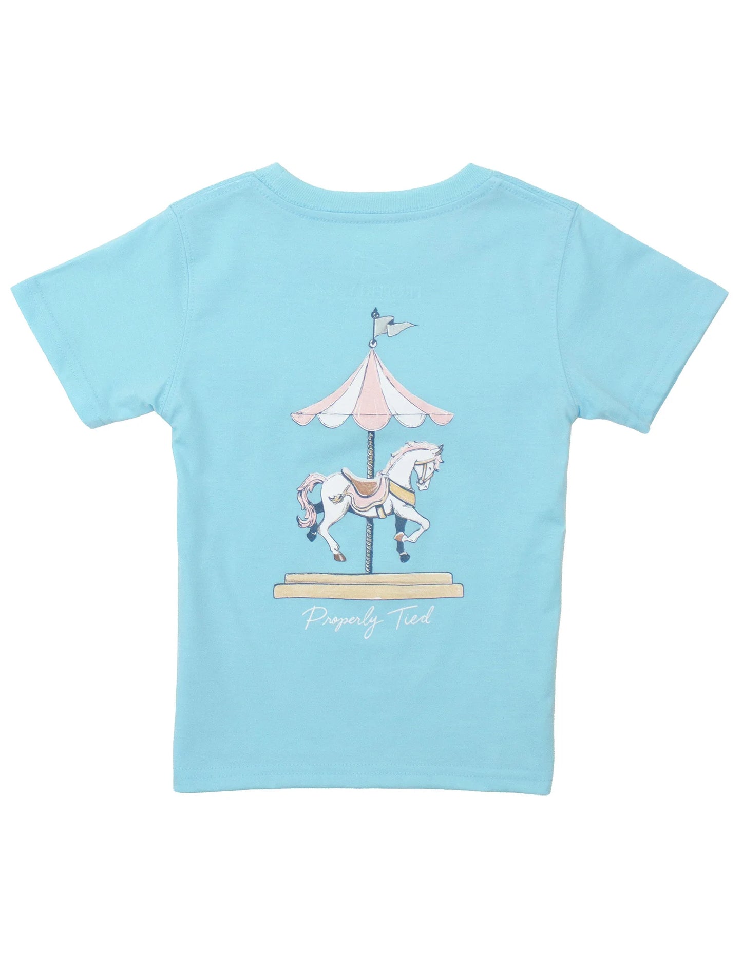 Properly Tied Girls Carousel Tee, Powder Blue