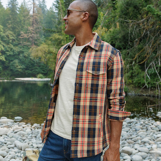 Criquet Heavy Woven Shacket, Navy Multi Plaid