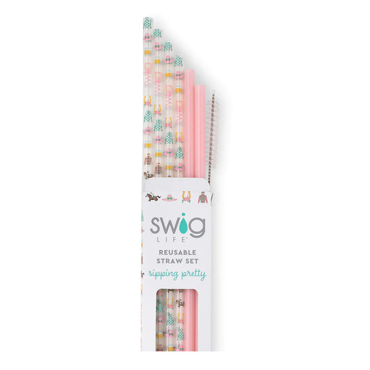 Swig Derby Day + Blush Reusable Straw Set