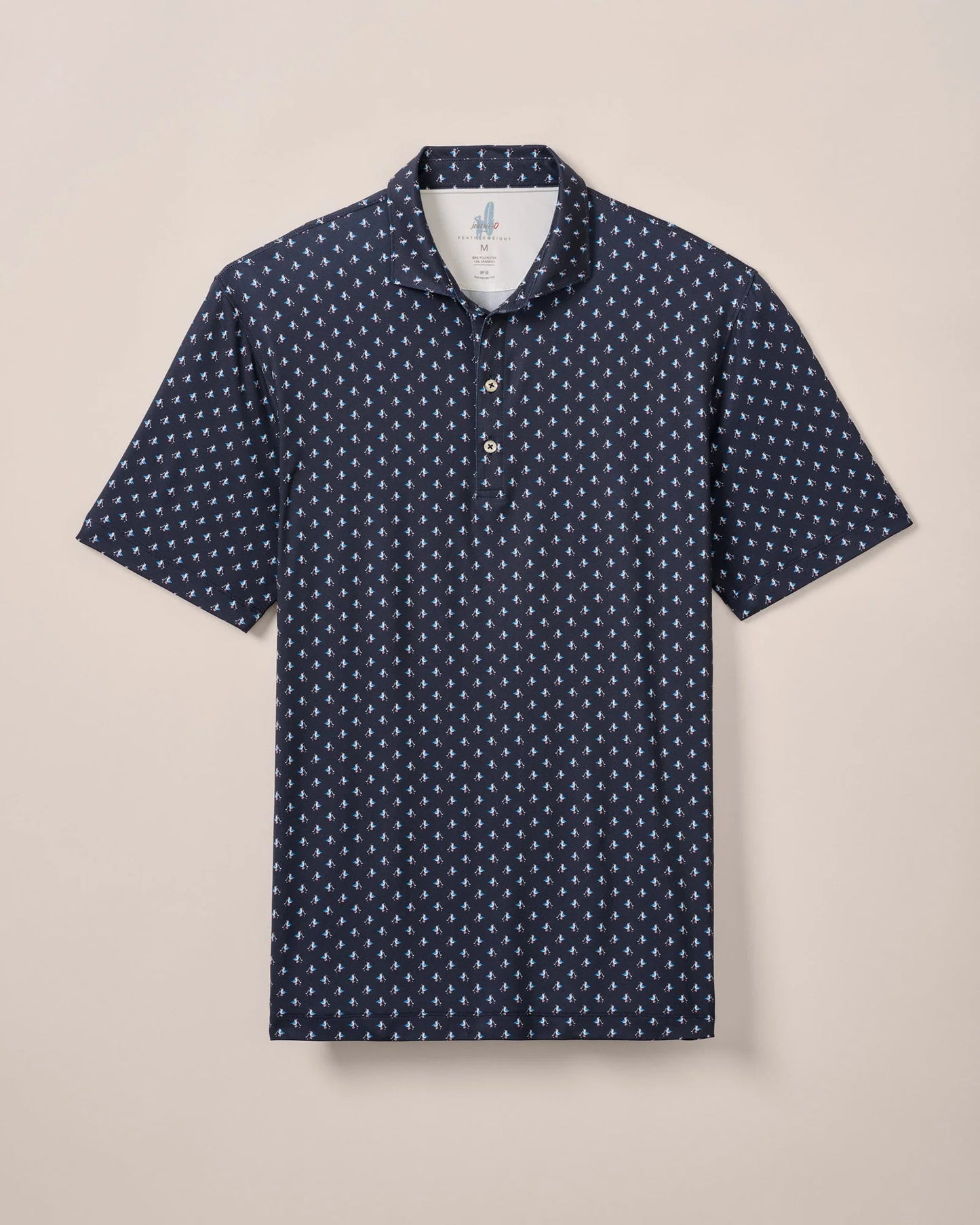 johnnie-O Featherweight Performance Polo - For the Birdies Print Navy