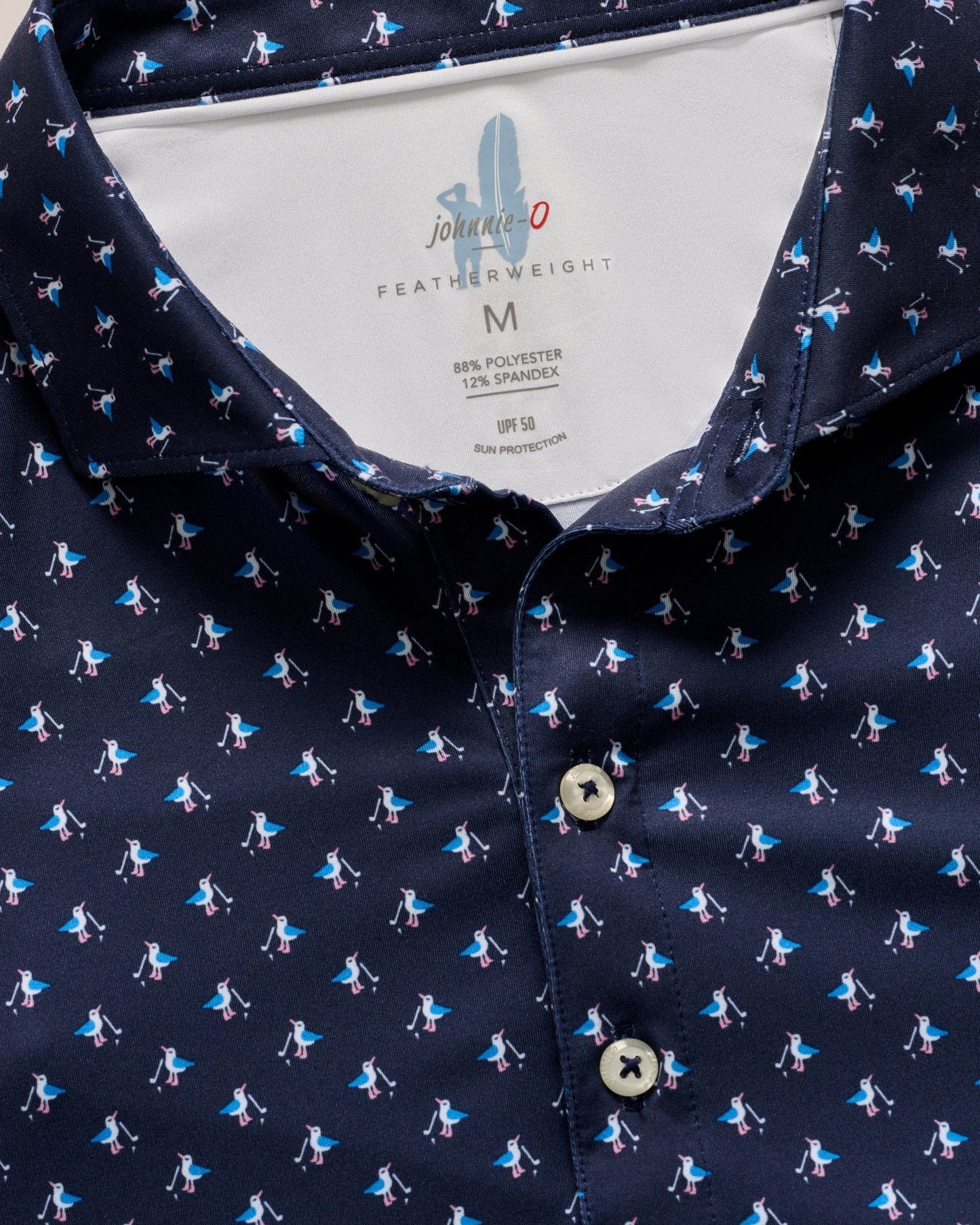 johnnie-O Featherweight Performance Polo - For the Birdies Print Navy