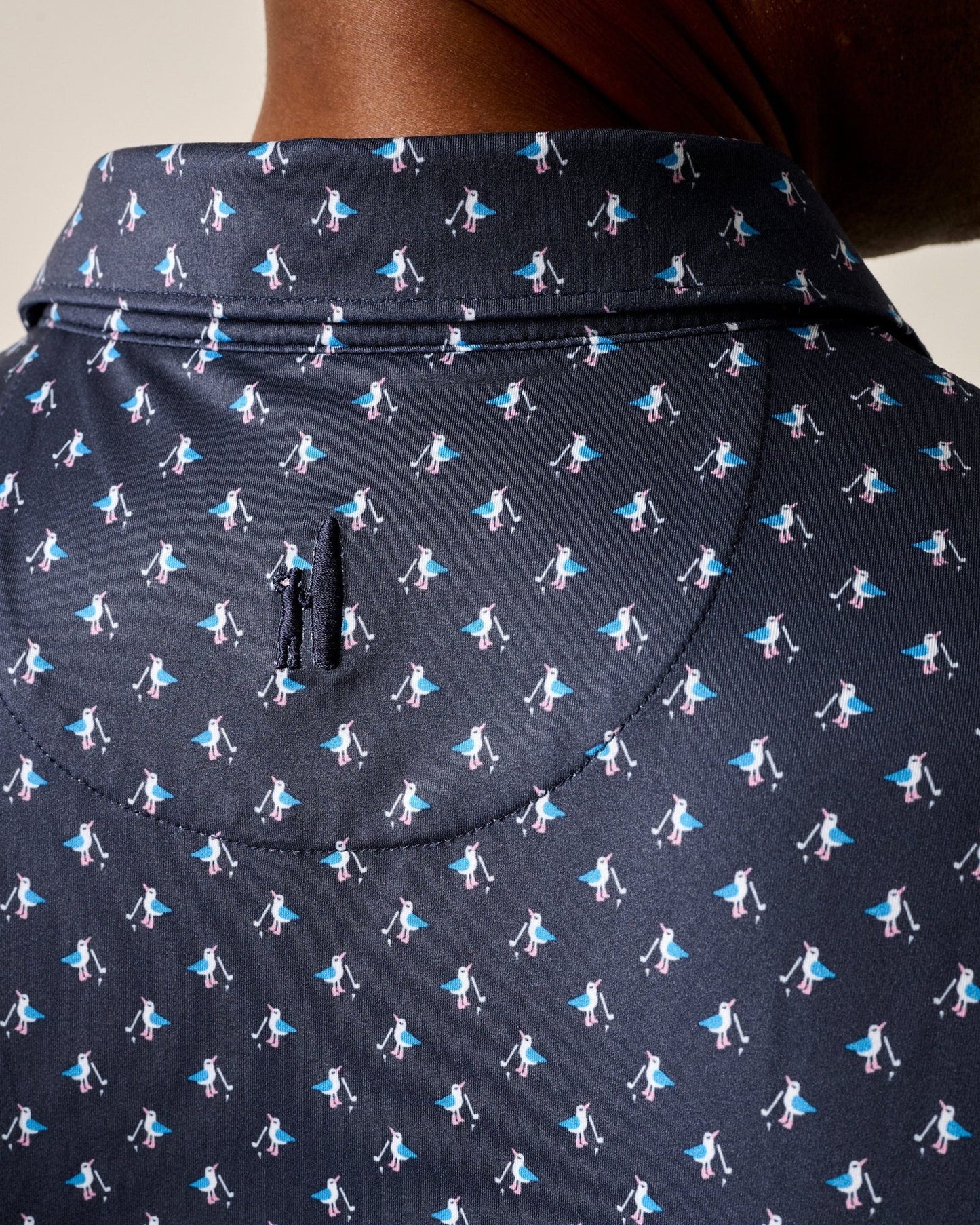 johnnie-O Featherweight Performance Polo - For the Birdies Print Navy