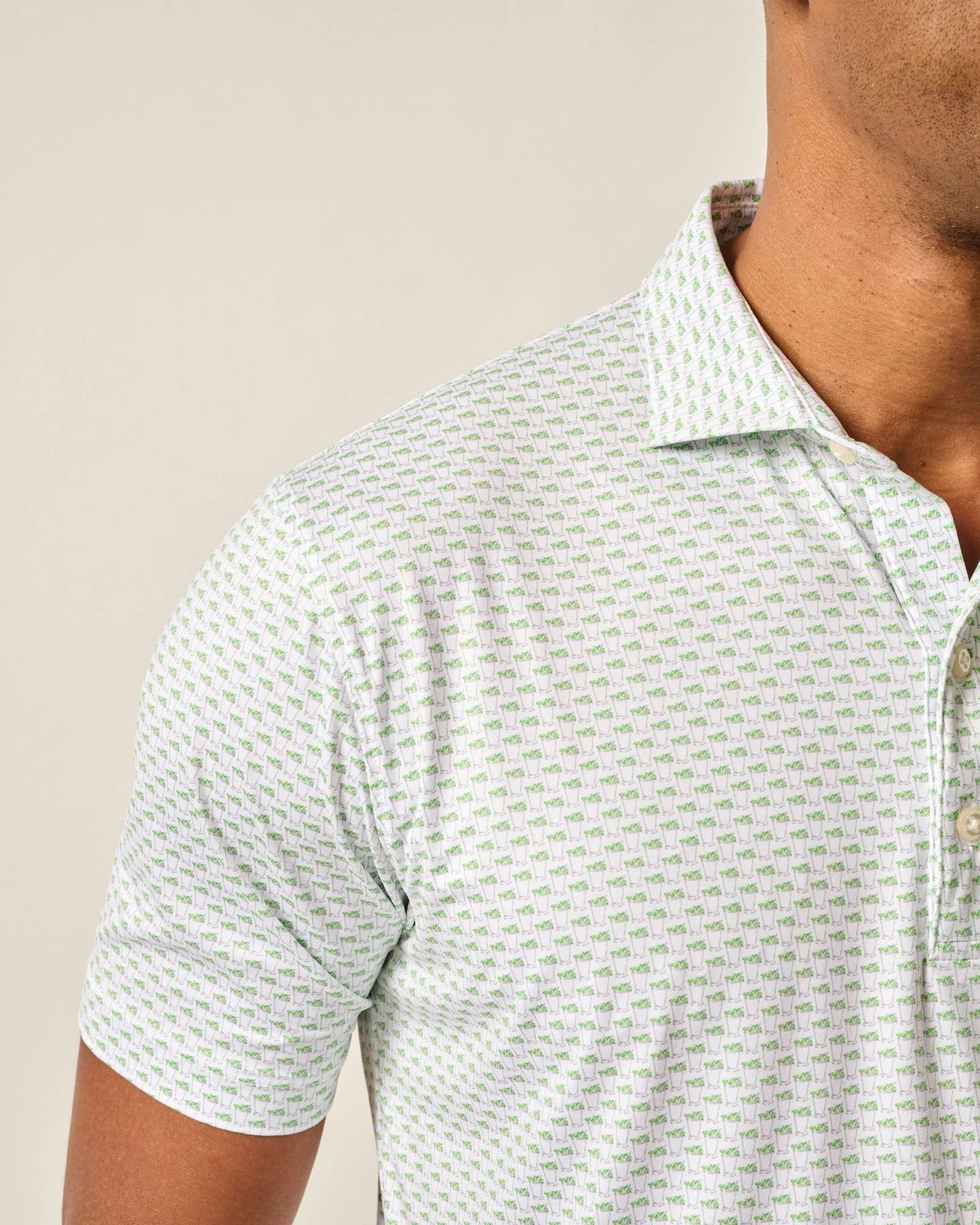 johnnie-O Performance Jersey Polo - Mint Julep White