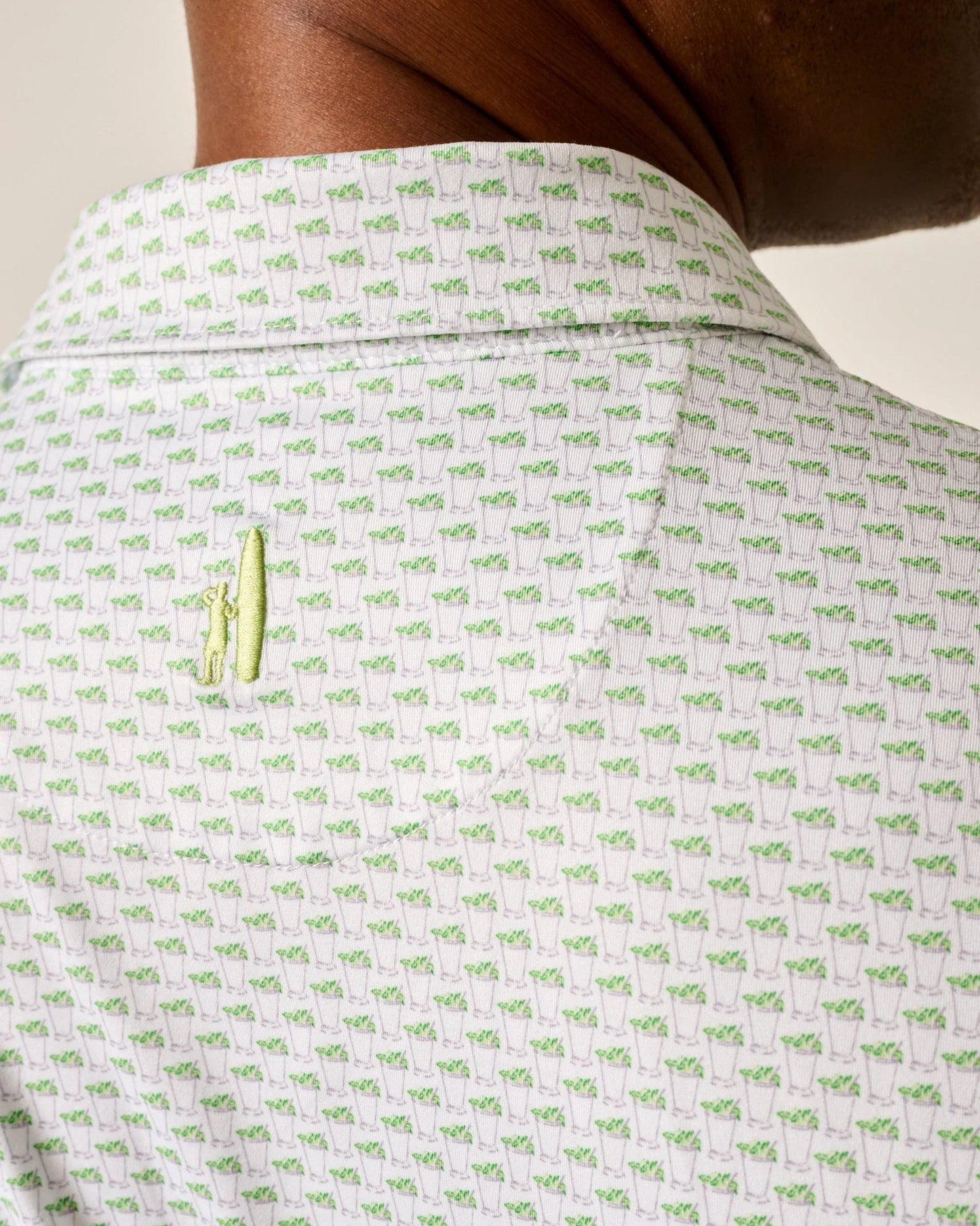 johnnie-O Performance Jersey Polo - Mint Julep White
