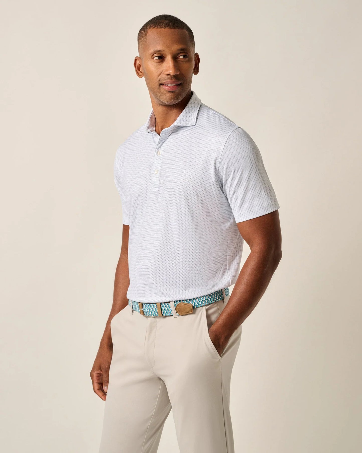 johnnie-O Performance Jersey Polo - Tee Time Print Thunder