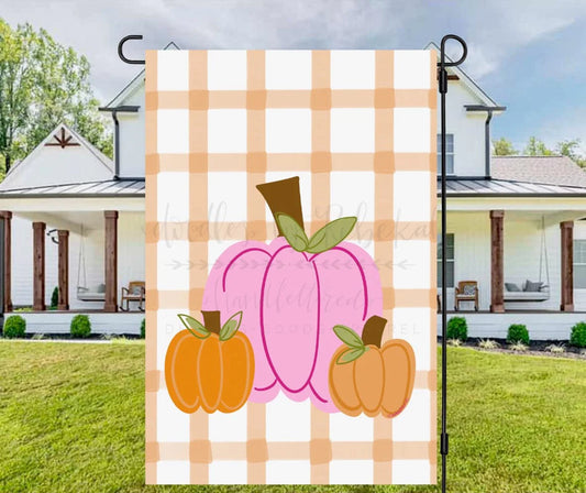 Pumpkin and Plaid Garden Flag