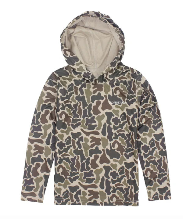 Properly Tied Boys Sportsman Performance Hoodie, Vintage Camo