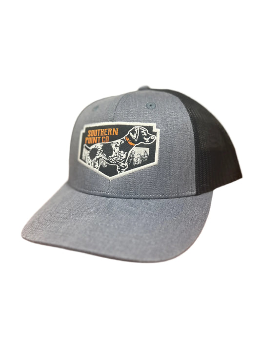 Southern Point Patch Trucker Hat, Heathered Gray/ Black