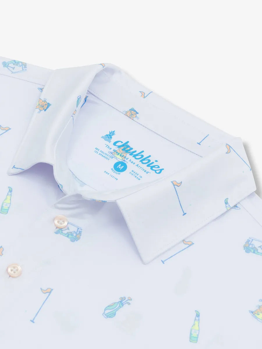 Chubbies The Sweet Tee Performance Polo, White Golf Icon