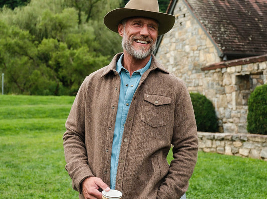 Criquet Herringbone Shacket, Camel