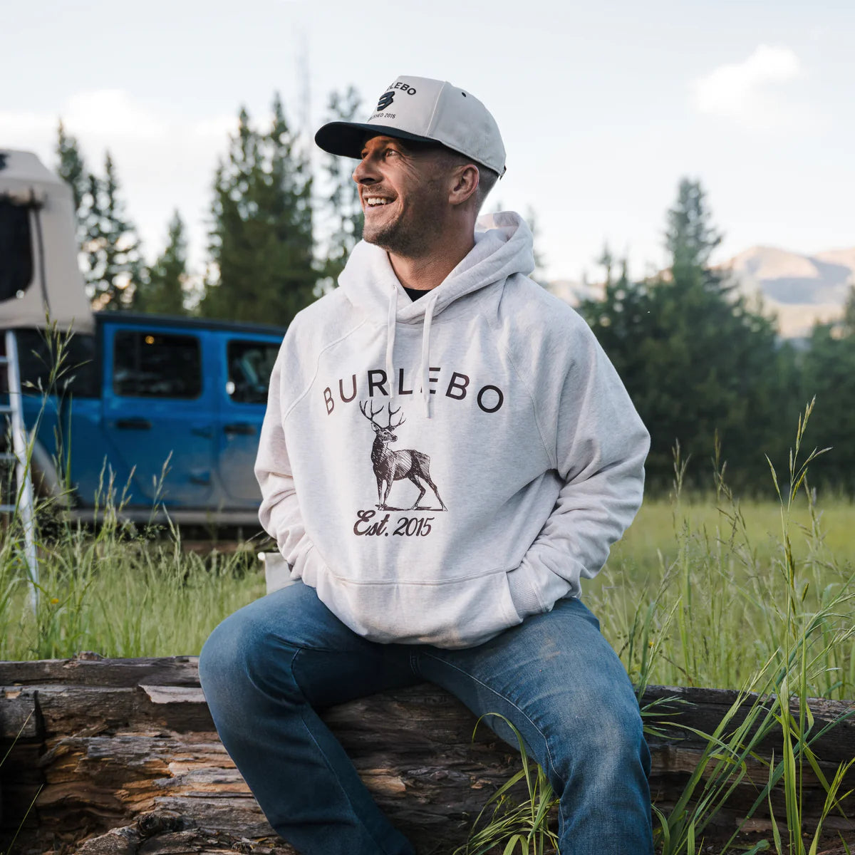 Burlebo Fleece Hoodie - Whitetail Deer - Heather Oatmeal