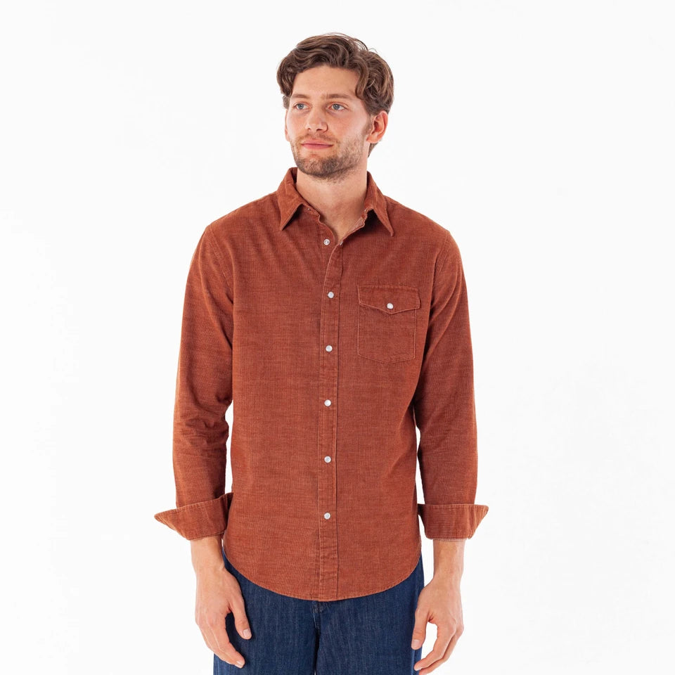 Criquet Corduroy Pearl Snap, Whiskey Barrel