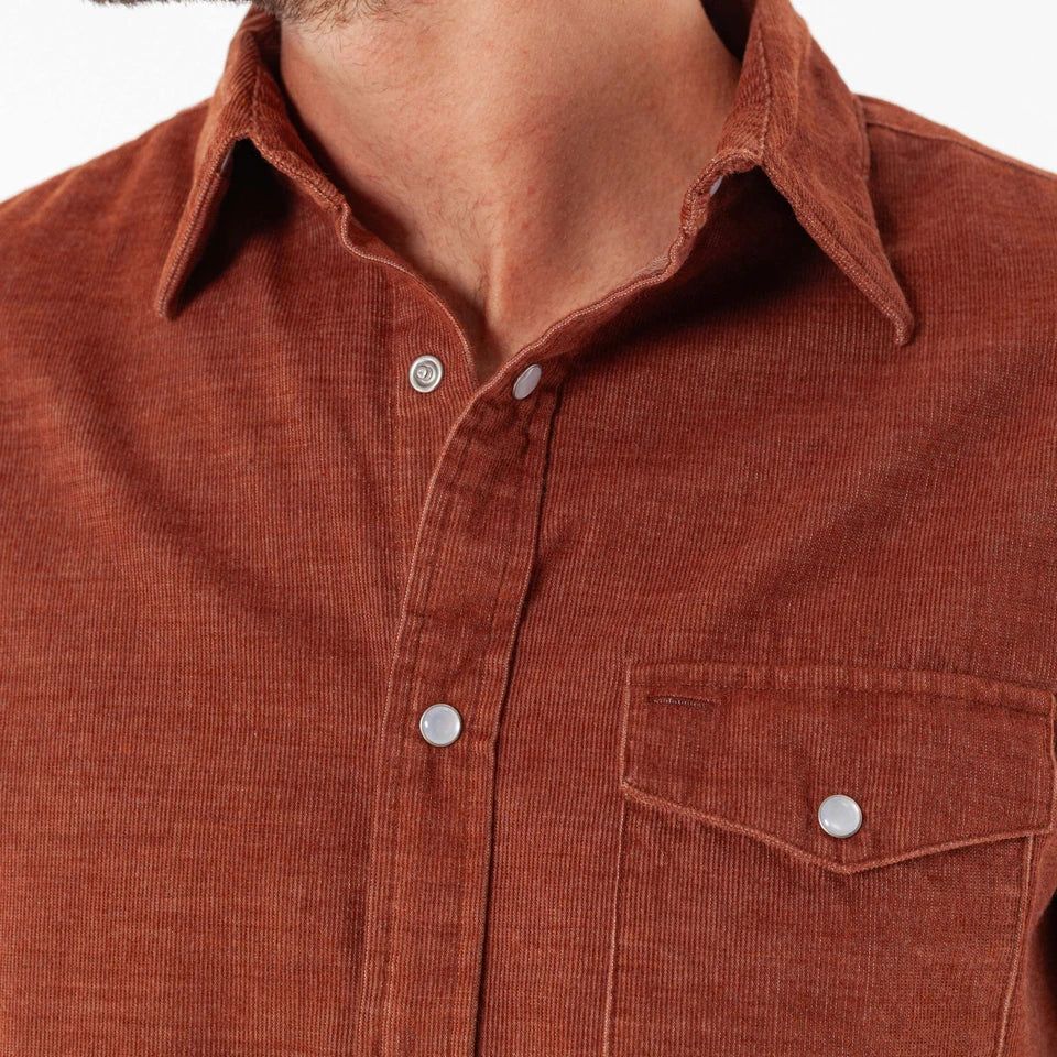 Criquet Corduroy Pearl Snap, Whiskey Barrel