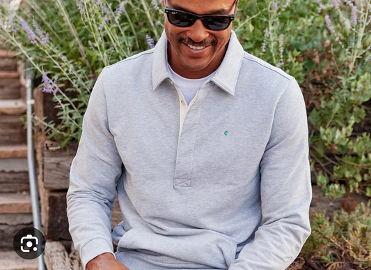 Criquet Collared Sweatshirt, Heather Light Gray