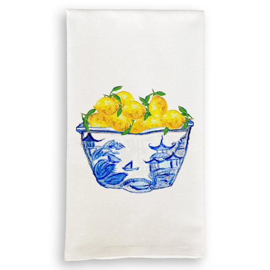 Blue & White Bowl with Lemons Dishtowel