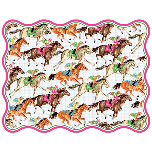 Handpainted Derby Racehorses Posh Die-Cut Placemat