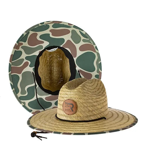 Fieldstone Roost Leather Patch Straw Hat, Camo