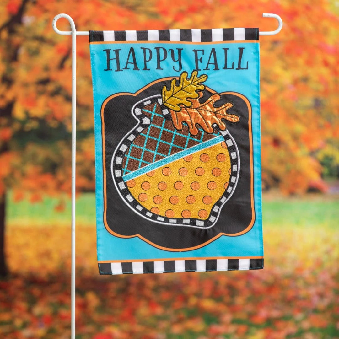 Happy Fall Acorn Garden Applique Flag