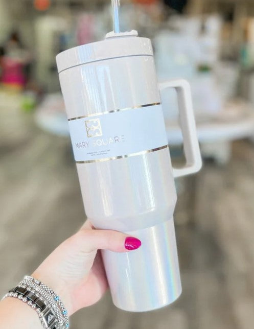 Mary Square To-Go Tumbler, Pearl Champagne