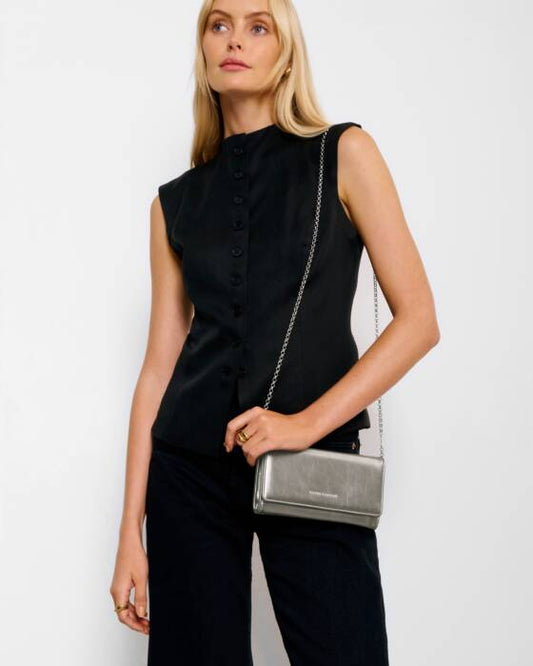 Katie Loxton Zea Patent Crackle Crossbody Purse, Pewter