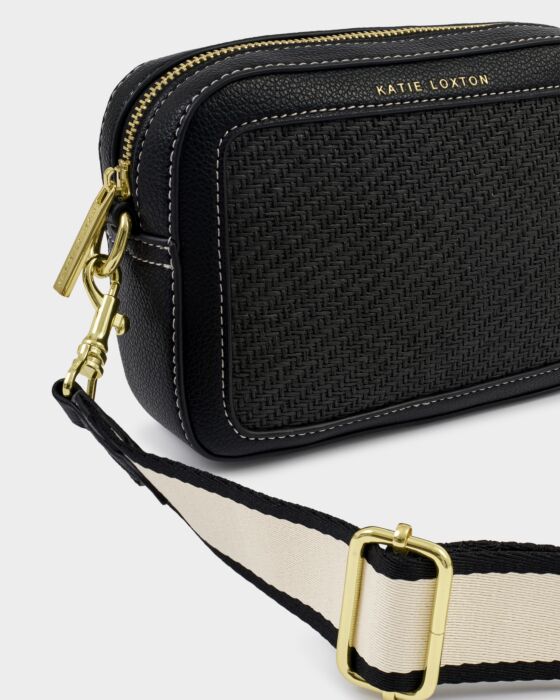 Katie Loxton Avery Raffia Small Crossbody Bag, Black