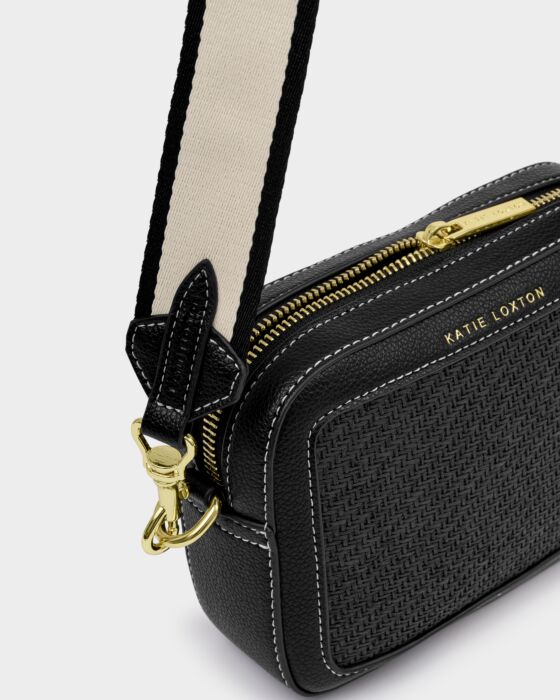 Katie Loxton Avery Raffia Small Crossbody Bag, Black