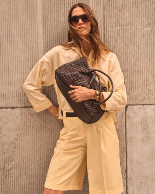 Katie Loxton Nova Hand Woven Small Shoulder Tote, Chocolate