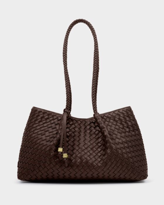 Katie Loxton Nova Hand Woven Small Shoulder Tote, Chocolate