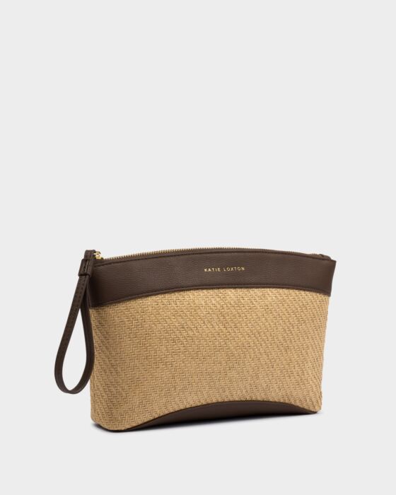 Katie Loxton Wristlet Raffia Clutch, Bitter Chocolate