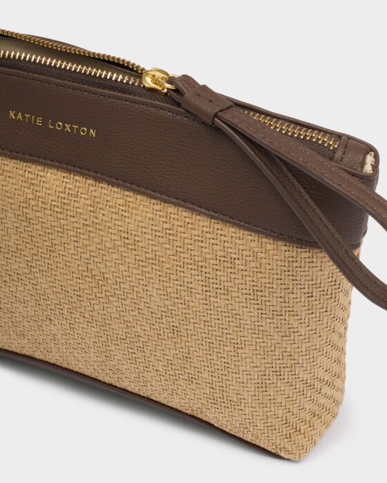 Katie Loxton Wristlet Raffia Clutch, Bitter Chocolate