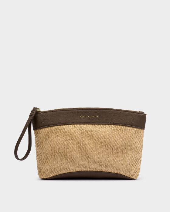 Katie Loxton Wristlet Raffia Clutch, Bitter Chocolate