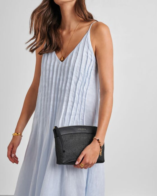 Katie Loxton Wristlet Raffia Clutch, Black