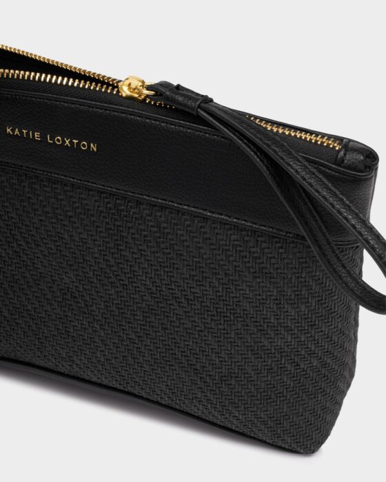 Katie Loxton Wristlet Raffia Clutch, Black