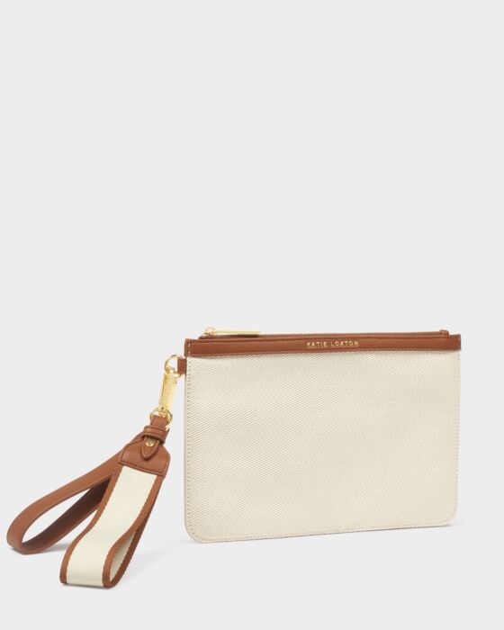 Katie Loxton Hallie Canvas Wristlet Pouch, Cognac