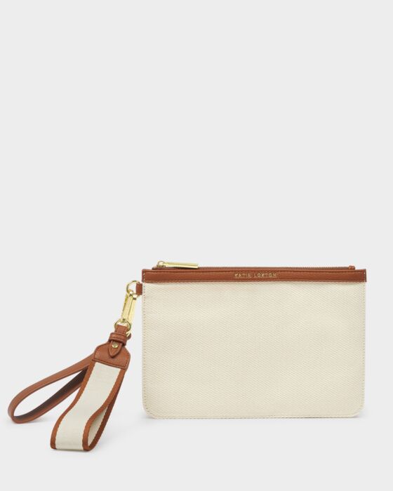 Katie Loxton Hallie Canvas Wristlet Pouch, Cognac