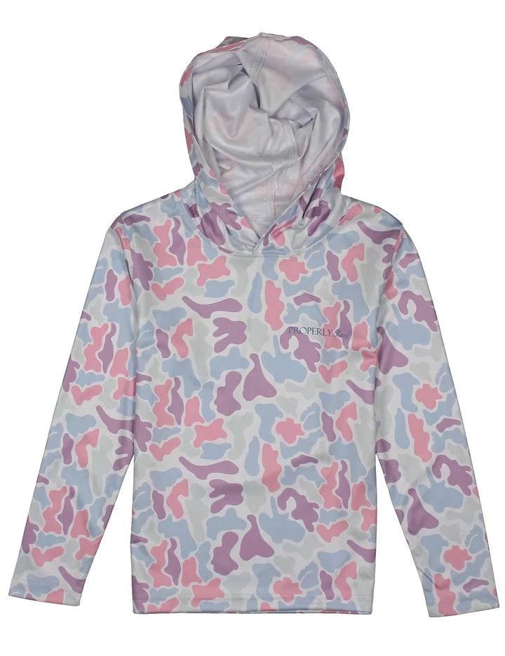 Properly Tied Girls Sportsman Performance Hoodie Cotton Candy Camo